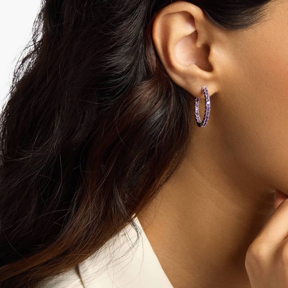 Blue Nile Amethyst Hoop Earrings 2.5mm - Picture 3 of 4